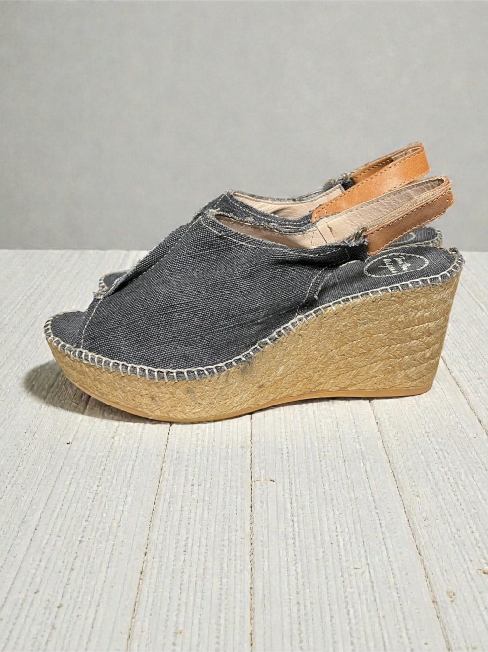 🌻Toni Pons Lugano Denim Fabric Espadrille Wedge Sandals Size 39